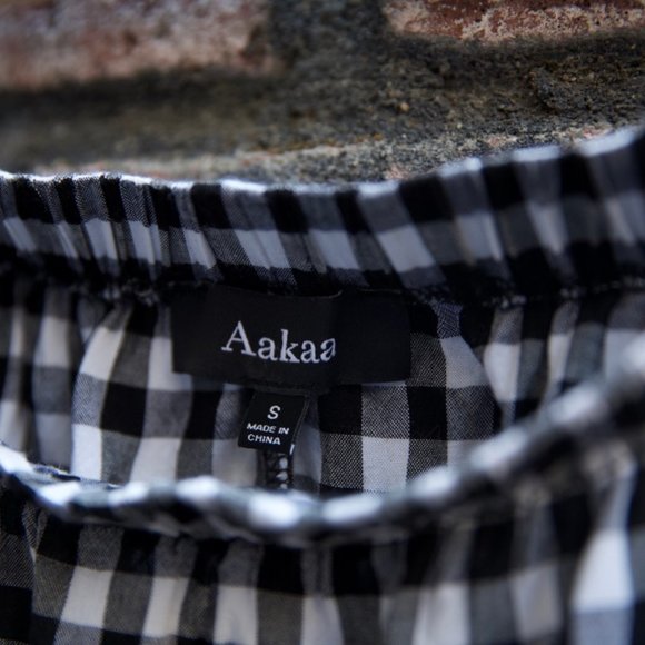 Aakaa gingham off the shoulder dress w/pockets - Picture 8 of 8